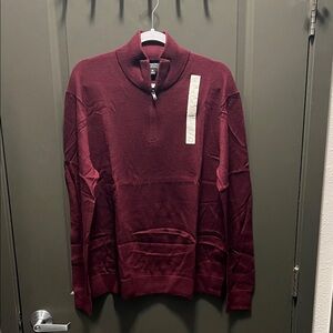 Banana Republic Men's Maroon Zip-Up Sweater